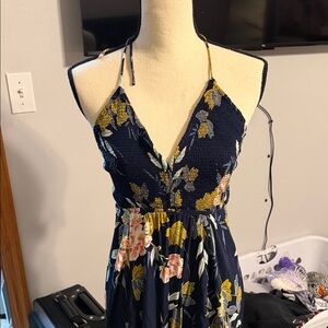 Aakaa Navy Floral Maxi Dress